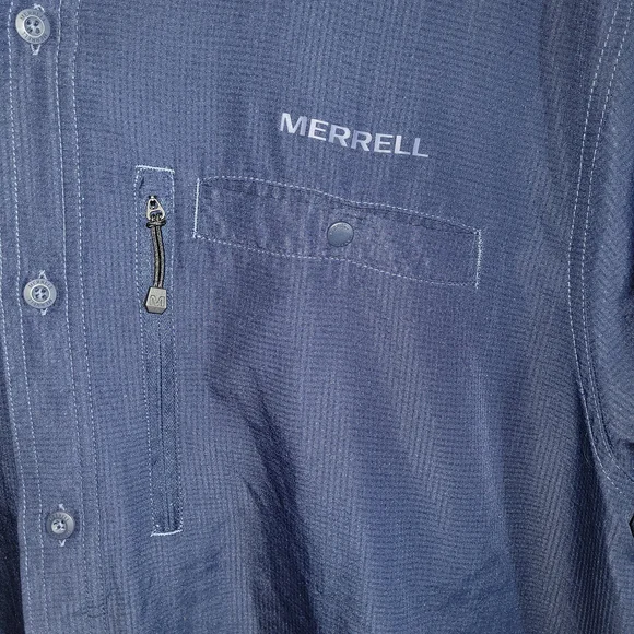 Merrell XXL Mens Outdoor Hiking Shirt Navy Button Down Travel - Picture 6 of 6